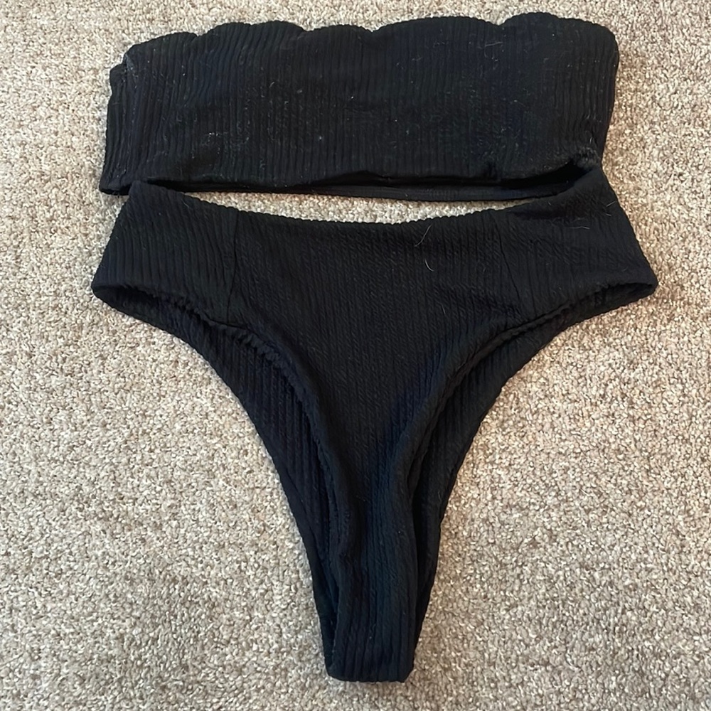 Black Shein High Cut Bikini Set